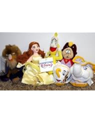 Toy: Rare Disney Beauty and the Beast Complete Set of 6 Bean Bag Plush Dolls Including Belle, Beast, Cogsworth, Lumiere, Chip and Mrs. Potts Mint with Tags - Disney