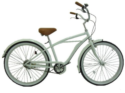 【 激安 自転車 】 ビーチクルーザー  26インチ 激安価格 高級 サドル 極太タイヤ使用 大人気 26-ビーチ（ホワイト）