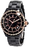 Akribos XXIV Women's AKR484BKR Allura Rose-Tone Black Ceramic Watch
