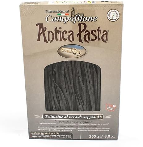 Fettuccine Egg Pasta with Squid Ink by Campofilone (8.8 ounce)