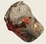 Buck Commander ~ Camo with Blaze Orange Deer Logo Embroidered ~ Deer Hunting Hat Cap New