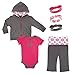 Yoga Sprout Girl's Jacket, Bodysuit, Pant, and 3 Headbands Set, Medallion, 0-3 Months