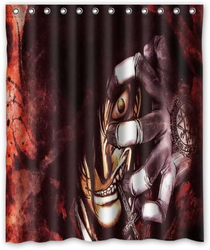 Hellsing Alucard Art Shower Curtain Bathroom Waterproof Fabric set with 12 Hooks Decor 60x72 Inches