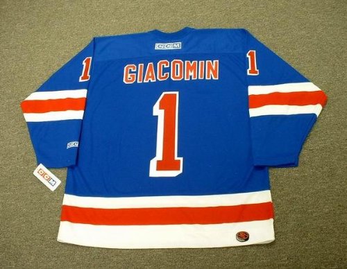 EDDIE GIACOMIN New York Rangers 1972 CCM Throwback Away Hockey Jersey, LARGE