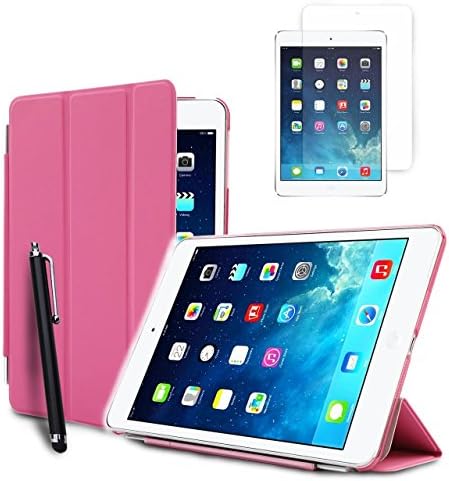 HAIO Slim Apple Ipad Air 2 Case Lightweight Folio Magnetic Smart Cover Stand with Back Case For Apple Ipad Air 2 (6 th Generation) [Case Cover + Screen Protector + Stylus Pen] -PINK