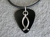 51FX%2B%2BS8vBL. SL160  Guitar Pick Necklace with Christian Fish Charm on Black Fender Guitar Pick