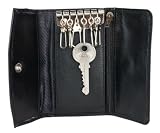 Unisex -Mens & Ladies Genuine 100 & Real Leather Black 6 Key holder Keychain Wallet- Gift Set Boxed