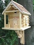 New Home Bazaar Inc. Natural Cabin Birdhouse Natural Unpainted Finish With A High Quality Sealer