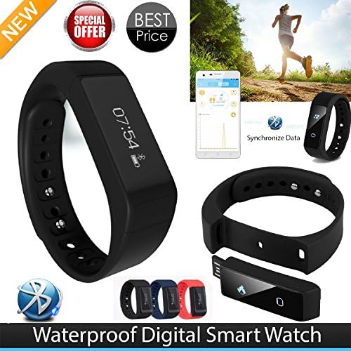 iTontek® I5 Plus Fitness Tracker Bluetooth 4.0 IP65 Waterproof Sports Bracelet Touch Screen Smart Wristband Pedometer Sleep Monitoring Calories Track for iPhone iOS Android Running Gym (Blue)