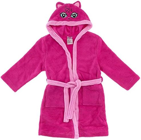 Sweet & Sassy Little Girls' Dark Pink Cat with Hood Bathrobe 5-6