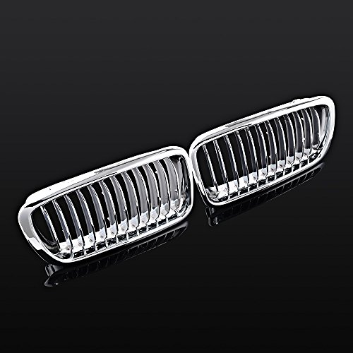 ANZIO Euro Front Center LH & RH Kidney Grille Grill Fit For BMW E38 4 Door Sedan 740i 740iL 750iL 95 96 97 98 99 00 01 (Chrome Black)