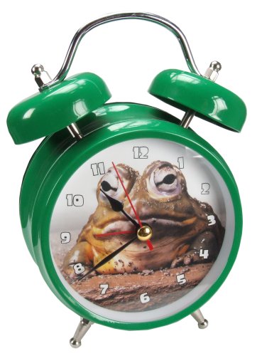 Zeon Wacky Waker Frog Twin Bell Alarm Clock With Frog Alarm Sound, Green Enamel Finish Picture