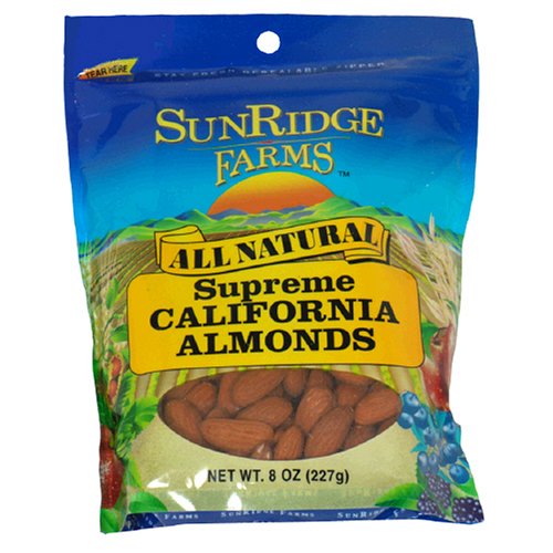 Sunridge Farms Whole Nonpareil Almonds, 8-Ounce Bags (Pack of 6) by SunRidge Farms