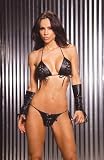 2 piece leather lingerie set (Adult) - lace up bra & G-string