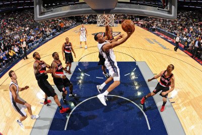 Portland Trail Blazers v New Jersey Nets: Devin Harris Photographic Poster Print by David Dow, 24x36