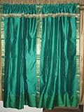 Review exoticindiacollection.com  / 2 Teal Green Golds Bead Silk Sari Panel Drapes Curtains 84