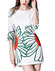 Sexy Elbow Length Sleeves Floral Print Midi Dress 