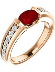 18K Rose Gold 7.00x5.00mm Oval Cut Chatham Created Ruby and Diamond Ring -- LIFETIME WARRANTY