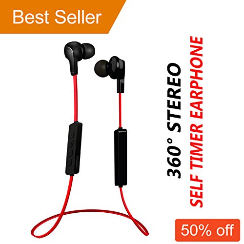 StarryBay Ultra Lightweight Bluetooth Headphones - L06 Bluetooth V4.1 Sweatproof Magnet Stereo Earbuds for Handsfree Sports Headset for iPhone and Android (red-black )