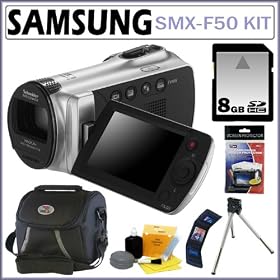 Samsung SMX-F50 with 65x Zoom Digital Camcorder in Silver + 8GB Accessory Kit by Samsung