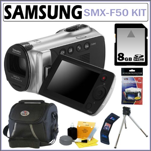 Samsung SMX-F50 with 65x Zoom Digital Camcorder in Silver + 8GB Accessory Kit