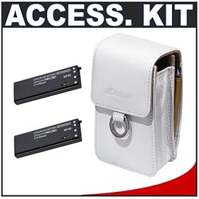 Casio Exilim EX-CASE-30 Leather Case (White) + (2) Spare NP-50 Battery Packs for Casio... by Casio