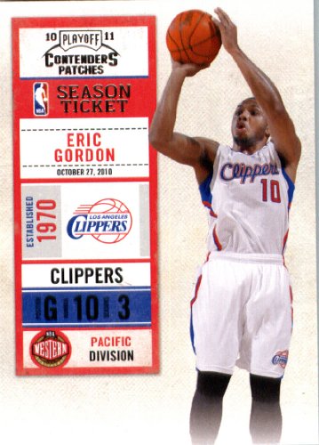 2010 11 Playoff Contenders Plates & Patches Basketball Card # 7 Eric Gordon Los Angeles Clippers In a Protective Screwdown Display Case!