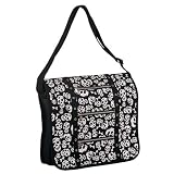 HB-276-2, WHT SKULL SCREEN PRINT CANVAS MESSENGER BAG