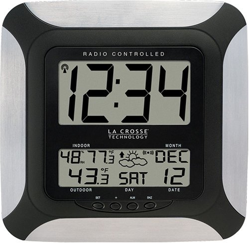 La Crosse Technology WS-8256U-AL Radio Controlled Digital Wall Clock with Weather Forecast