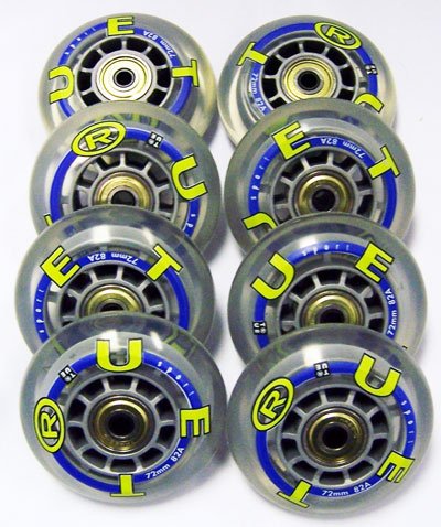TRUE SPORT Inline Skate Wheels 72mm 82a WITH BEARINGS AND SPACERS Clear