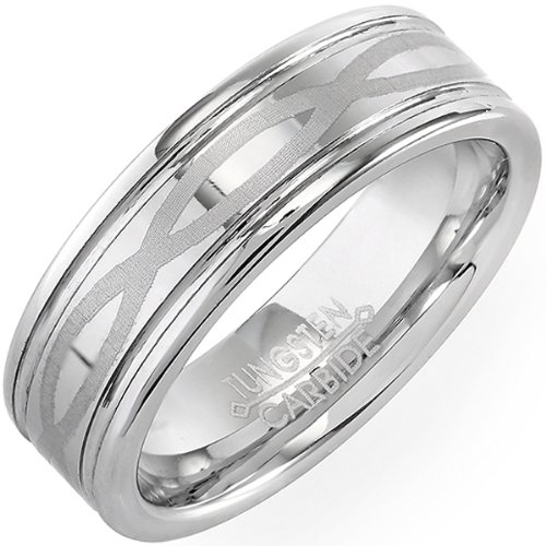 Tungsten Carbide Men's Ladies Unisex Ring Wedding Band 7MM High Polish Celtic Laser Etched Infinity Comfort Fit (Available in Sizes 8 to 12)