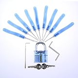 Bullkeys Blue Transparent Padlocks With 11 Pcs Maintenance Hardware Combinations for Training Practice