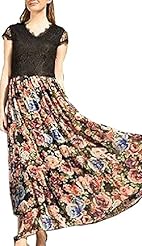 Petite V-neck Chiffon Lace Full Length  Shirt Evening Dress 