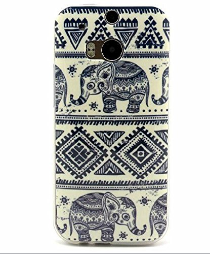 HTC One M8 Case, StarCity ® HTC One M8 (Model 2014) Case [Elephant Pattern] Flexible TPU Case Skin Gel [Shock Absorbent] Protective Cover Case (Elephant)