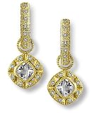 Cushion Pave Diamond Earring Charms - White Topaz - by Zasha Signature Jewelry