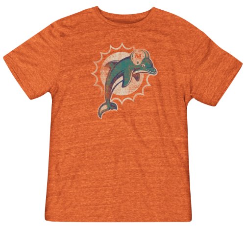 NFL Men's Miami Dolphins Bigger Better Logo Tri Blend Tee (Orange, X-Large)