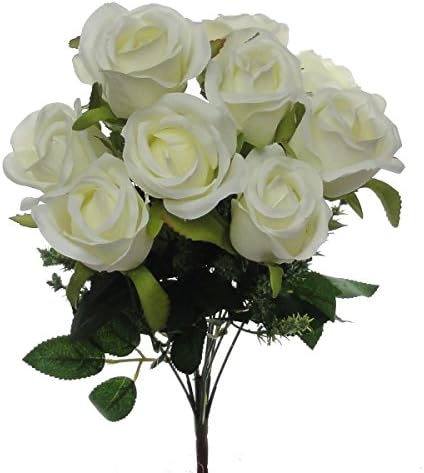 Lily Garden 16" Gorgeous Silk Diana Rose 12 Stem Wedding Bouquets (White)