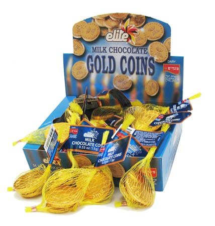 Elite Hanukkah Milk Chocolate Gelt Coins – Box 24 Sacks