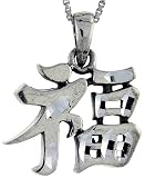 Sterling Silver Chinese Character for RICH Pendant, 7/8 (22mm) Tall.
