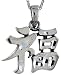 Sterling Silver Chinese Character for RICH Pendant, 7/8 (22mm) Tall.
