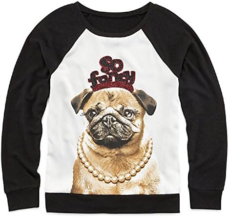Total Girl® Mixed Media Sweatshirt - Girls Size L 14 So Fancy Pug