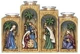 Set of 4 Inspirational Religious Nativity Christmas Votive Candle Holders