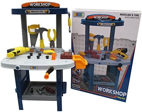 MINI WORKSHOP KID BOY CHILD GARAGE WORK BENCH TOOL SET TOOLBOX PRETEND PLAY TOY