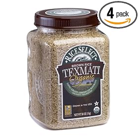 RiceSelect Organic Texmati Brown Rice, 36-Ounce Jars (Pack of 4)