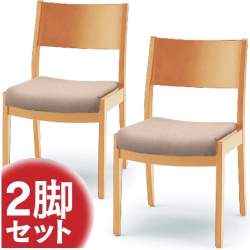 【在庫一掃セール】ITOKI 木製ダイニングチェア/肘なし 背木製/ビニールレザー張り（2脚セット） 背オープンタイプ ビーチ×フラックスベージュ