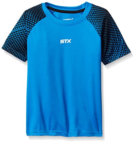 STX Boys' Athletic Performance Short Sleeve Tee Shirt, TP58-Triangle Print Blue, 10/12