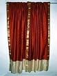 2 Red Art Silk Sari Drapes Curtains Panels Window Treatment Rod Pocket 84"