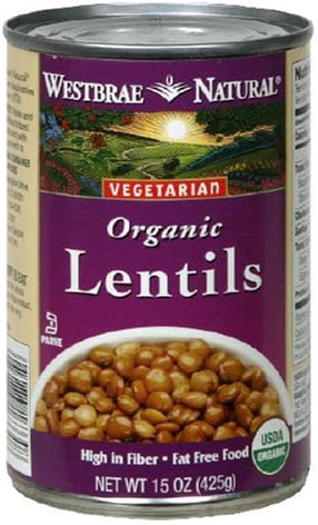 Westbrae Foods Lentil Beans Fat Free 15 Oz -Pack of 6