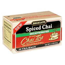 Bigelow Decaffeinated Spiced Chai Tea, 20-Count Boxes (Pack of 6)