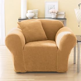 Stretch Pique Chair Slipcover - Camel by -